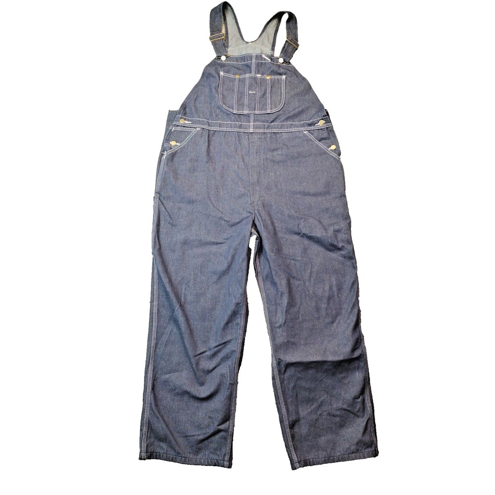Vintage Sears & Roebuck Co. Denim Overalls Bibs Jeans 46 x 30 Hipster Dark Wash